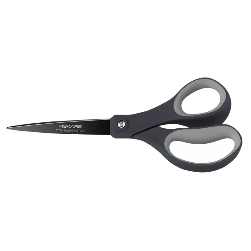 Fiskars 1067268 Everyday Scissors, 8 in OAL, Stainless Steel Blade, Soft Grip Handle, Gray Handle