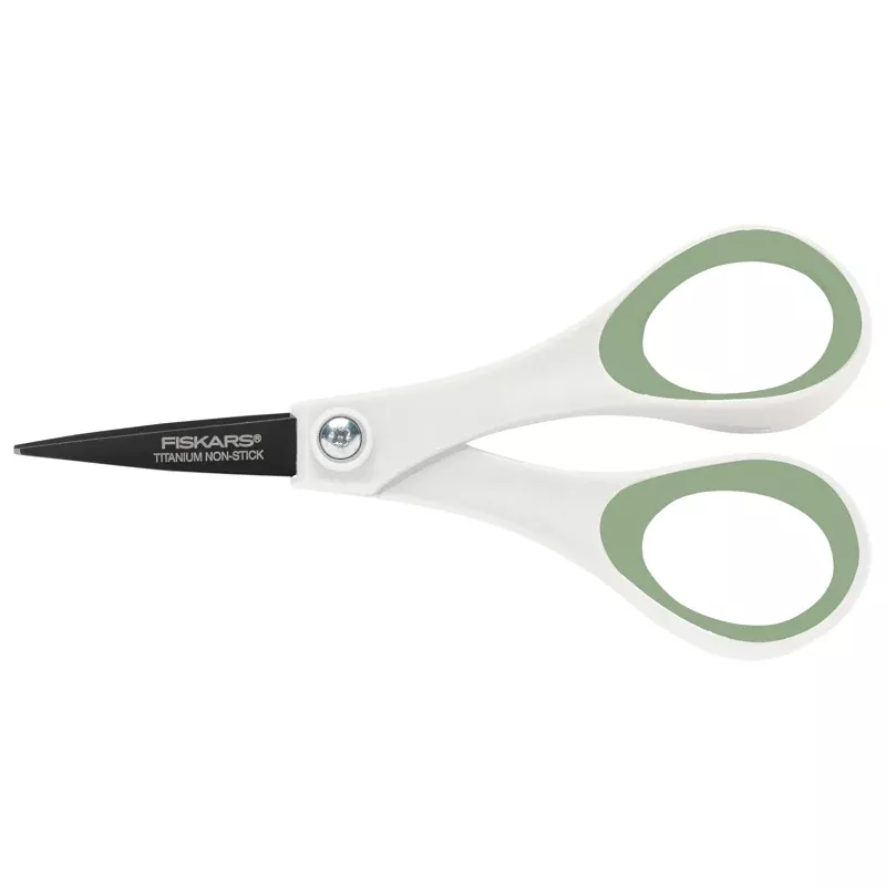 Fiskars 1073594 Scissors, Stainless Steel Blade, Soft Grip Handle, Green/White Handle