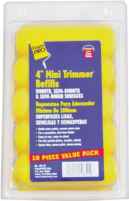 Foampro 65-10 Mini Trimmer Refill, 3/8 in Thick Nap, 4 in L, Foam Cover