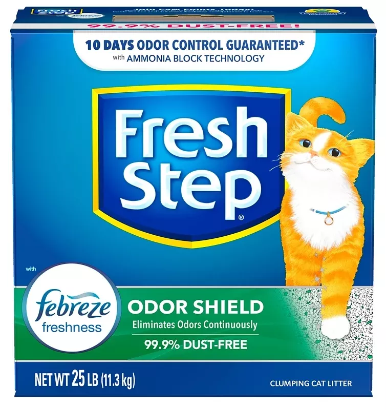 Fresh Step 30468 Scoopable Cat Litter, 25 lb, Blue/Gray/Green/White, Solid