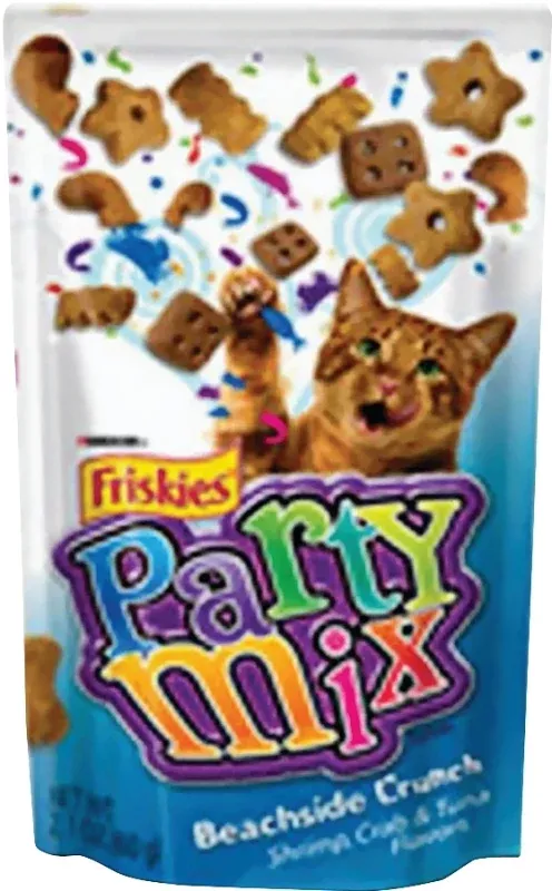 Friskies Party Mix 5000057444 Cat Treat, Tuna, 2.1 oz Pouch, Pack of 10