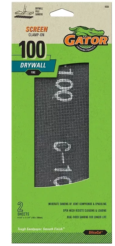 Gator 4008 Sand Screen, 11-1/4 in L, 4-1/4 in W, 100 Grit, Medium, Silicon Carbide Abrasive