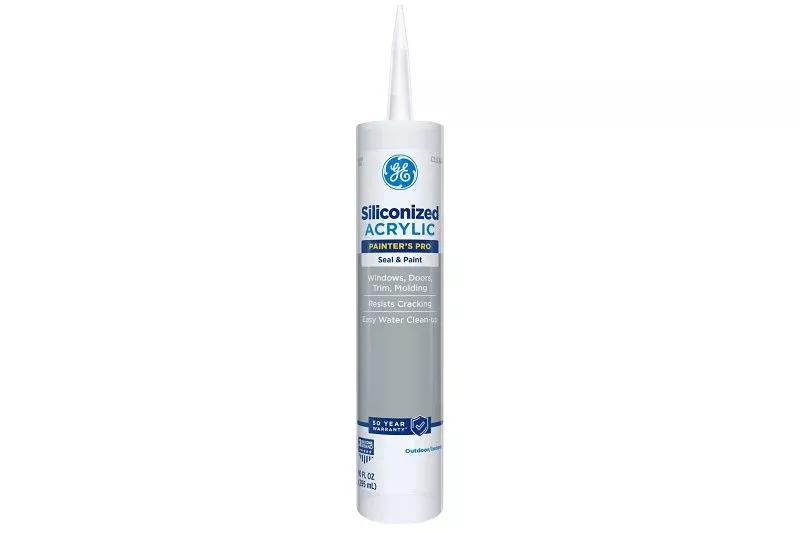 GE Painter's Pro Siliconized Acrylic 2874546 Caulk, Clear, 2 to 7 days Curing, 10 fl-oz Cartridge, Pack of 12