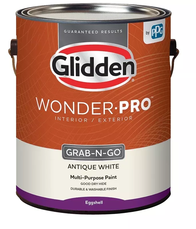 Glidden Wonder-Pro GLWP31WB Series GLWP31AW/01 Paint, Eggshell Sheen, Antique White, 1 gal, 400 sq-ft/gal Coverage Area, Pack of 4