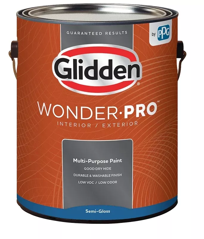 Glidden Wonder-Pro GLWP32WB/01 Paint, Semi-Gloss Sheen, Pastel Base/White, 1 gal, 400 sq-ft/gal Coverage Area, Pack of 4
