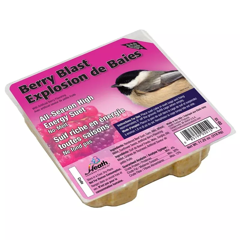 Heath DD-15 Corn Wild Bird Food, 11.25 oz, All-Season, Suet, Cake, Berry Blast, Pack of 12