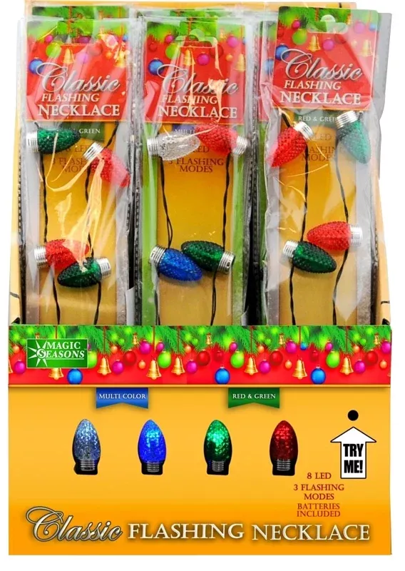 Hometown Holidays 25111 Necklace Flashing Classic Bulb, Plastic, Multi-Color, Pack of 24
