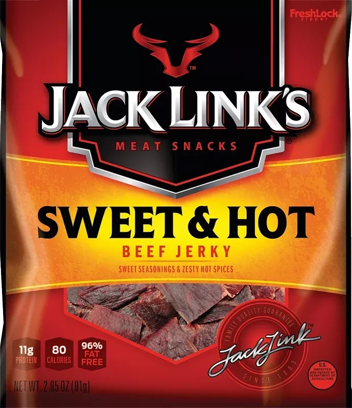 Jack Link's 10000007616 Snack, Jerky, Hot, Sweet, 2.85 oz, Pack of 8