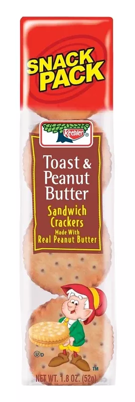Keebler KTCPB12N Sandwich Cracker, Toast and Peanut Butter, 1.8 oz, Pack of 12
