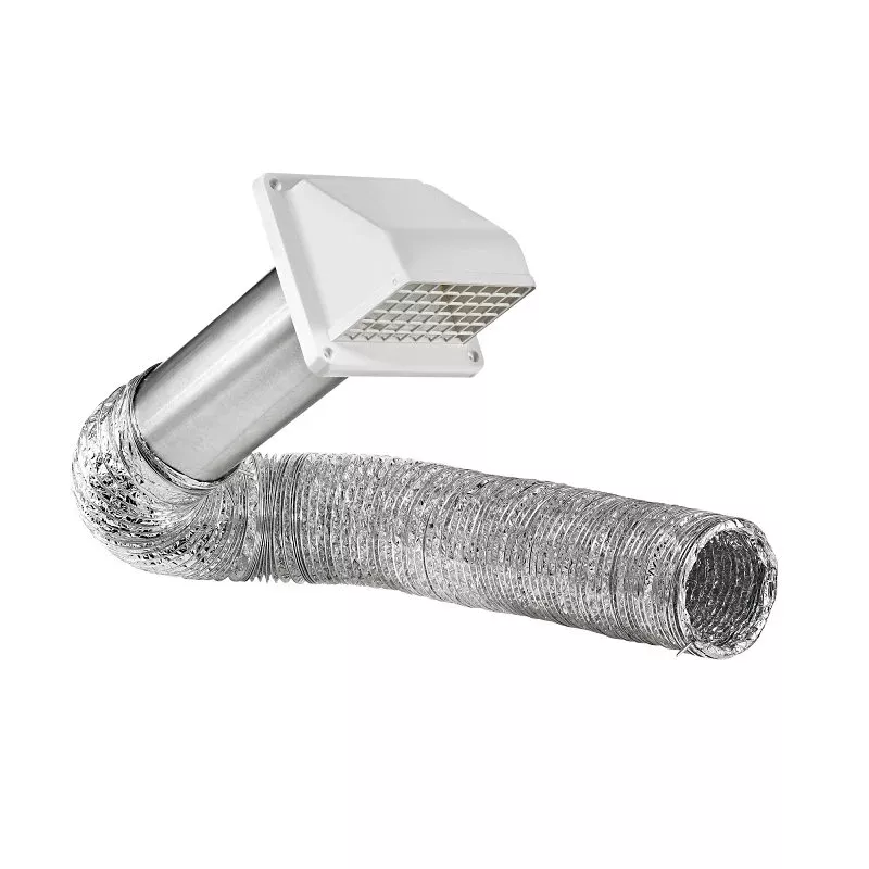 Lambro 1375W Wall Hood Vent Kit, Plastic, White, Includes: (1) 4 in White Plastic Exhaust Wall Hood Vent