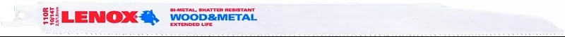 Lenox 20583110R Series Reciprocating Saw Blade, Applicable Materials: Metal, Nail-Embedded Wood, Plastic, 3/4 in W