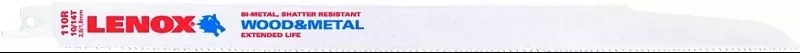 Lenox 20584S110R Series Reciprocating Saw Blade, Applicable Materials: Nail-Embedded Wood, Non-Ferrous Metal, 3/4 in W