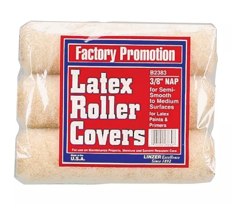 Linzer B2383 Roller Cover, 3/8 in Thick Nap, 9 in L, Polyester Cover