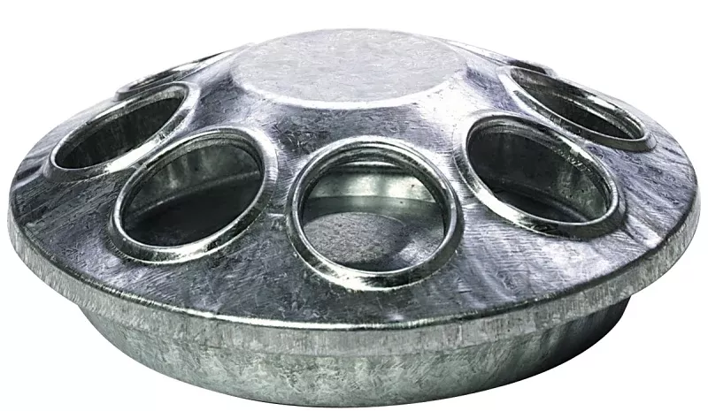 Little Giant 9808 Chick Feeder, 8-Compartment, Embossed, Rounded Edge, Steel, Galvanized