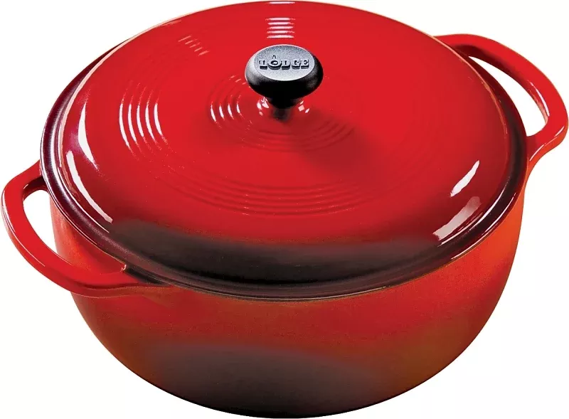 Lodge EC6D43 Dutch Oven, 6 qt, Iron, Red, Loop Handle