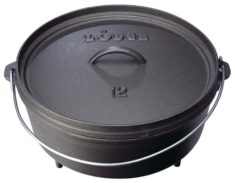 Lodge L12CO3 Camp Dutch Oven, 6 qt, Cast Iron, Black, Bail Handle