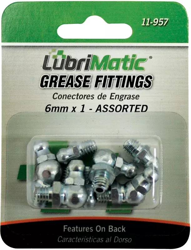 LubriMatic 11-957 8-Piece Grease Fitting Assortment, M6x1, Metric