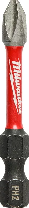 Milwaukee SHOCKWAVE 48-32-4462 Power Bit, #2 Drive, Phillips Drive, 1/4 in Shank, Hex Shank, 2 in L, Steel, 1/PK, Pack of 3