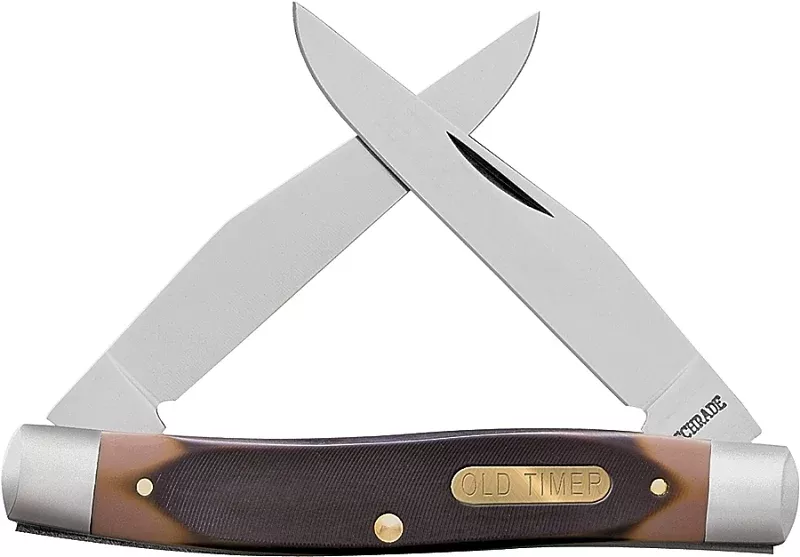 Old Timer 77OT Folding Pocket Knife, Duel Clip Point with Nail Pull Blade, 6.9 in OAL, 3 in L Blade, 2-Blade