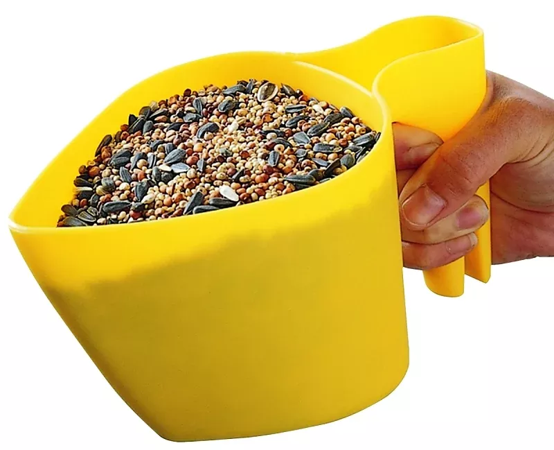 Perky-Pet Scoop N' Fill 300-12 Bird Seed Scoop, Plastic, Bright Yellow, For: Bird Feeder