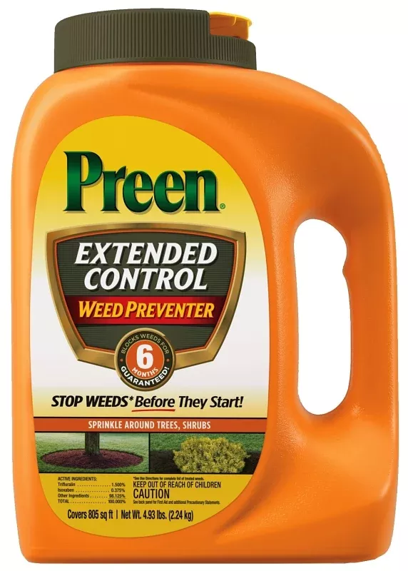 Preen 2464092 Weed Killer, Granular, Broadcast Spreader Application, 4.93 lb Bottle