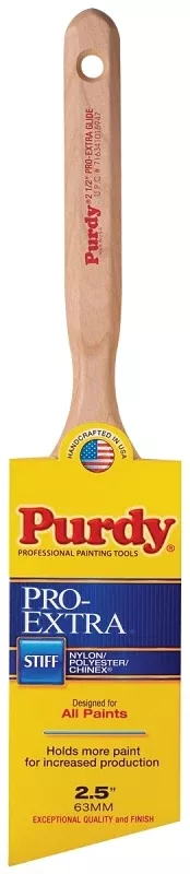 Purdy 144152725 Paint Brush, 2-1/2 in W, Angular Brush, 3-3/16 in L Bristle, Nylon/Polyester Bristle, Fluted Handle