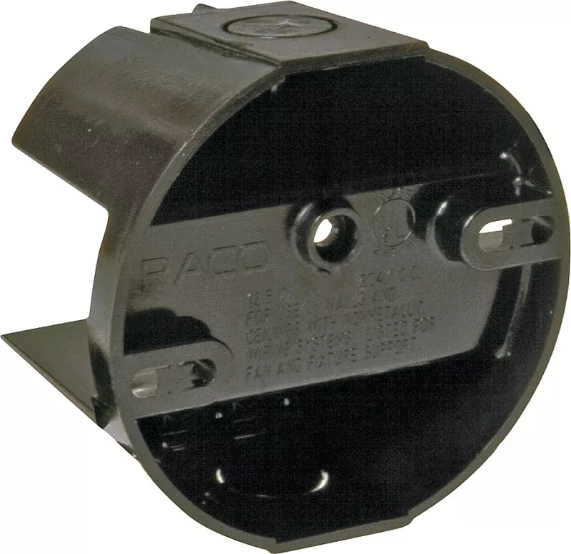 Raco THE SADDLE-BOX Series 7120 Ceiling Box, 4 in W, 1-1/2 in D, 4 in H, Polycarbonate, Black