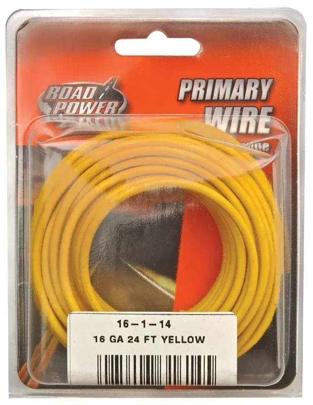 Road Power 55668333/16-1-14 Electrical Wire, 16 AWG Wire, 1-Conductor, 25/60 VAC/VDC, Copper Conductor, Yellow Sheath