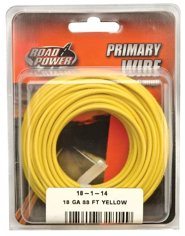 Road Power 55843833/18-1-14 Electrical Wire, 18 AWG Wire, 1-Conductor, 25/60 VAC/VDC, Copper Conductor, Yellow Sheath