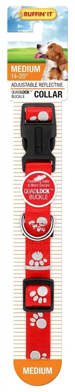Ruffin'It 39242 Reflective Dog Collar, 14 to 20 in L, 3/4 in W, Nylon, Assorted, Pack of 3