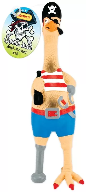 Ruffin'It 80528-1 Dog Toy, S, Captain Jack Chicken, Rubber