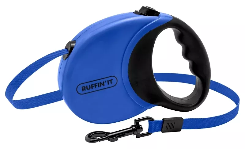Ruffin'It 98627 Retractable Leash, 16 ft L, Blue/Red, L Breed, Pack of 6