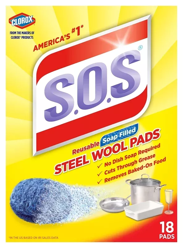 S.O.S 98018 Soap Pad, Steel Wool Abrasive, 3 in L, 3 in W