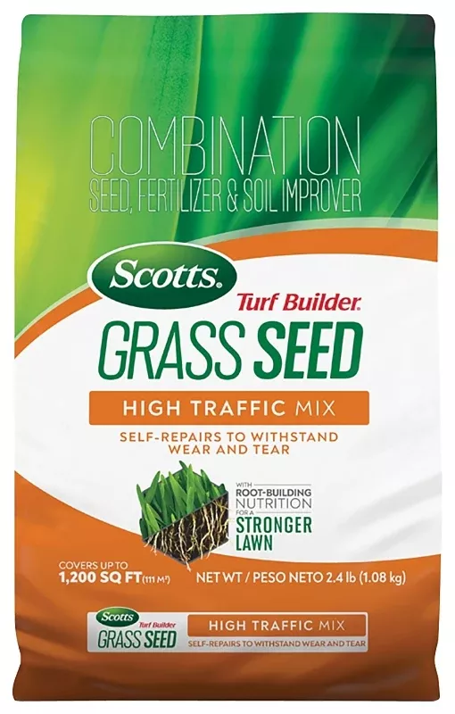 Scotts Turf Builder 18044 Grass Seed High-Traffic Mix, 2.4 lb Bag