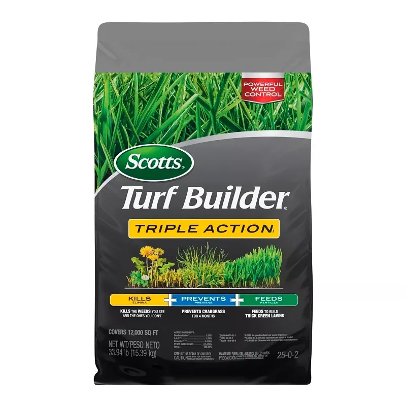 Scotts Turf Builder 26002A Triple-Action Lawn Fertilizer, 50 lb Bag, Granular, 16-0-1 N-P-K Ratio