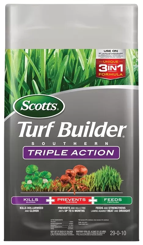 Scotts Turf Builder 26007B Southern Triple-Action Fertilizer, 13.32 lb Bag, Granular, 29-0-10 N-P-K Ratio