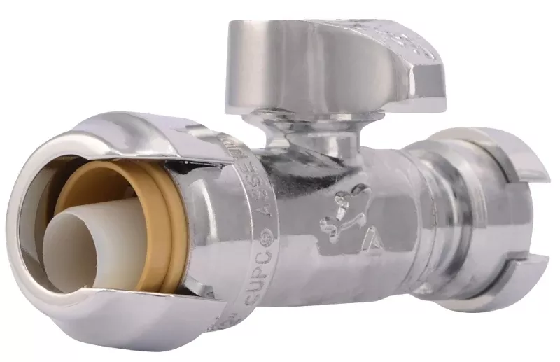 SharkBite 23049-0000LF Straight Stop Valve, 1/2 x 1/4 in Connection, Compression, 200 psi Pressure, Brass Body
