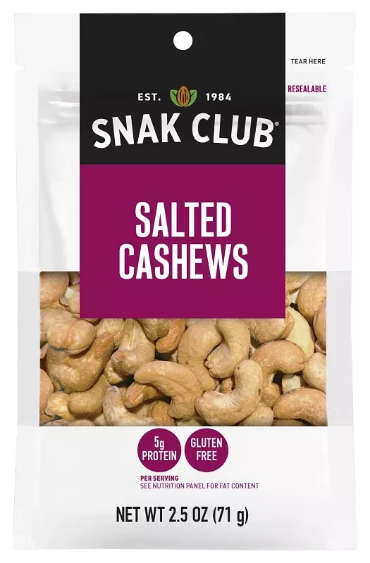 Snak Club CSU29330 Salted Cashew, 2.5 oz, Pack of 6