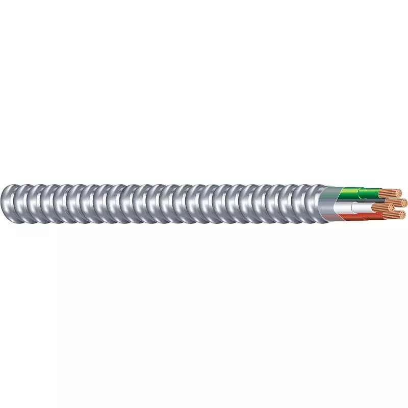 Southwire Armorlite 68583421 Armored Cable, 12 AWG Cable, 3 -Conductor, Copper Conductor, THHN/THWN Insulation