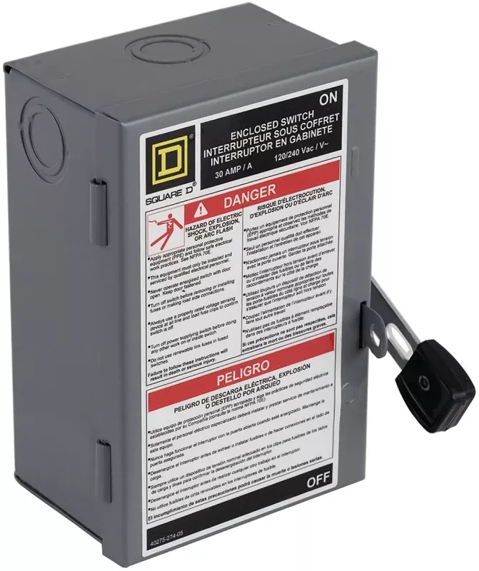 Square D L211N Fusible Safety Switch, 2-Pole, 30 A, 240 V, DPST, Lug Terminal
