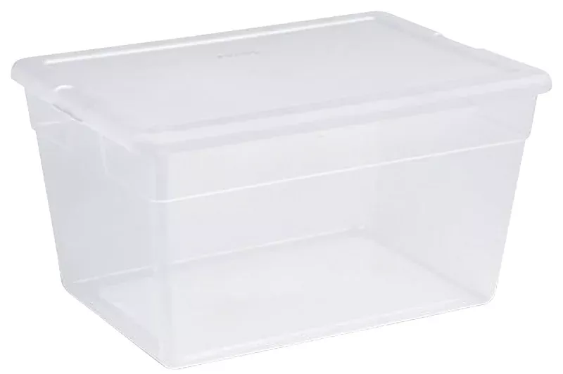 Sterilite 16598008 Storage Box, 56 qt, Plastic, Clear/White, Pack of 8