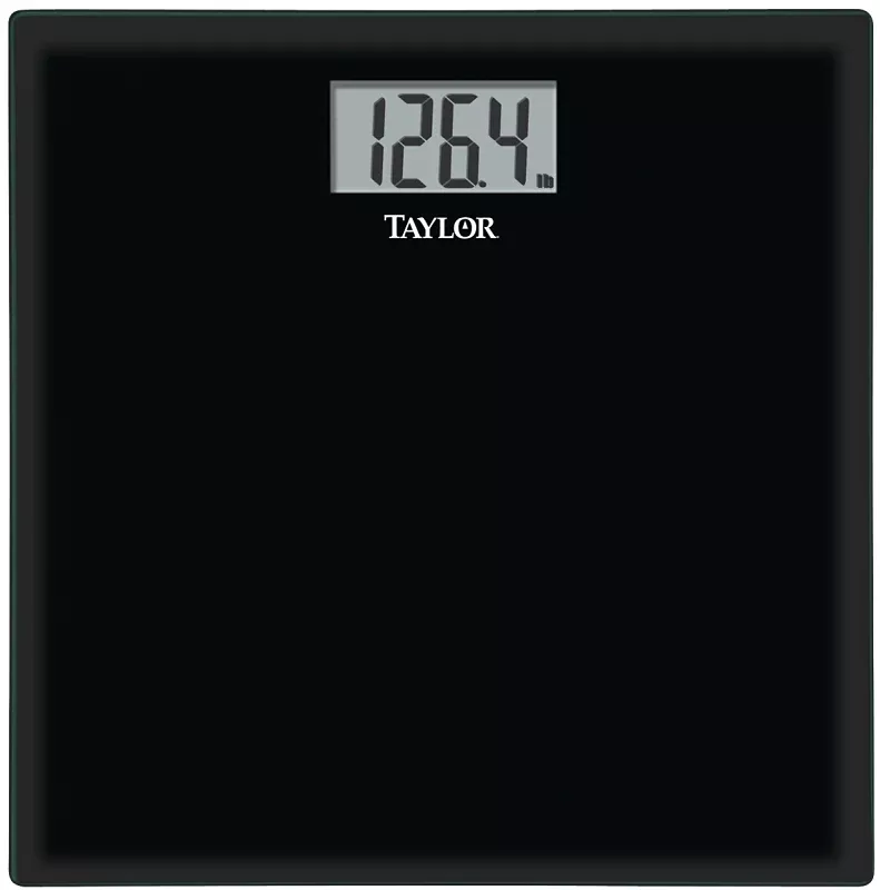 Taylor 75584192B Bathroom Scale, 400 lb Capacity, LCD Display, Black, 13.63 in OAW, 13.63 in OAD, 1.94 in OAH