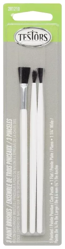 Testors 281210 Economy Brush Assortment, 3/CD, Plastic Handle