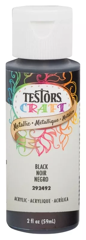 Testors 292492 Acrylic Craft Paint, Metallic, Black, 2 oz Bottle