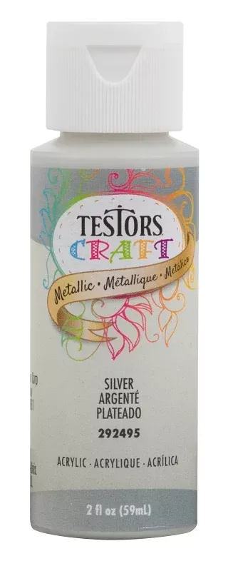 Testors 292495A Craft Paint, Silver, 2 oz Bottle