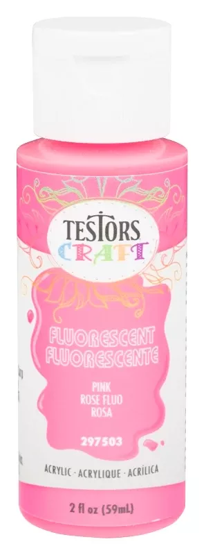 Testors 297503 Craft Paint, Fluorescent Pink, 2 oz Bottle