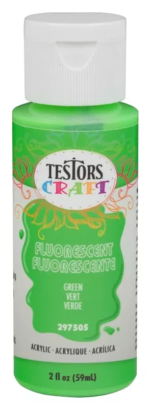 Testors 297505 Acrylic Craft Paint, Fluorescent Green, 2 oz Bottle