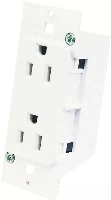 US Hardware E-120C Receptacle, 125 V, 15 A, 2-Pole, White