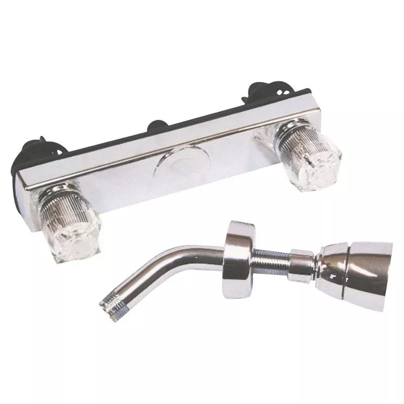 US Hardware P-008PN Shower Faucet, Plastic, Chrome-Plated, 2-Handle