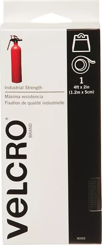 VELCRO Brand 90593 Hook and Loop Fastener, 2 in W, 4 ft L, Nylon, Black, Pack of 2